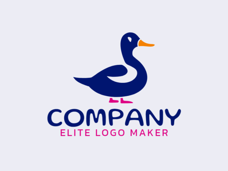 A minimalist duck logo, blending the vibrant shades of orange, pink, and dark blue into playful harmony.
