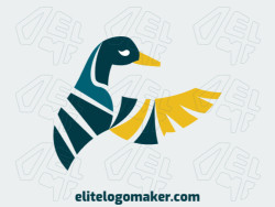 Abstract logo with a refined design forming a duck with blue and yellow colors.