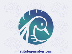 Elegant logo with abstract shapes forming a duck with gradient design with blue and green colors.