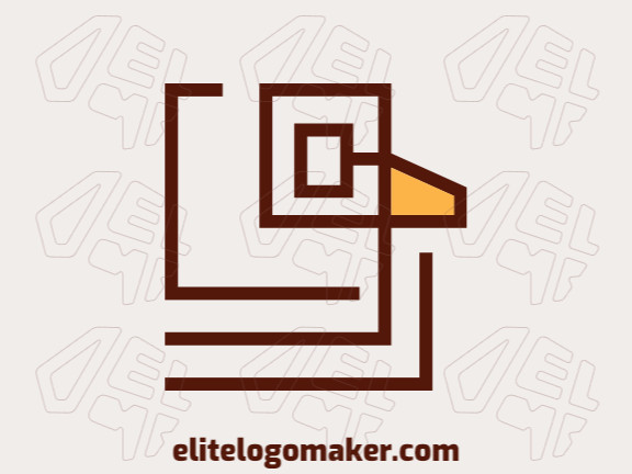 Logotipo vetorial com a forma de um pato combinado com um livro com design monoline e com as cores marrom e amarelo.