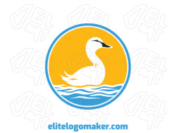 Create an ideal logo for your business in the shape of a duck swimming with a circular style and customizable colors.