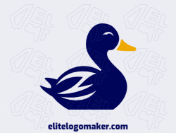 Logo template for sale in the shape of a duckling, the colors used were yellow and dark blue.