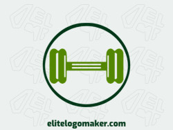 Create a vectorized logo showcasing a contemporary design of a dumbbell and minimalist style, with a touch of sophistication with green and dark green colors.