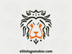 Create a vectorized logo showcasing a contemporary design of a dynamic lion and handcrafted style, with a touch of sophistication with orange and dark brown colors.
