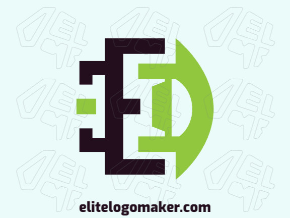 Logotipo moderno com a forma de uma letra "E" combinado com uma letra "D", com design profissional e estilo simples.