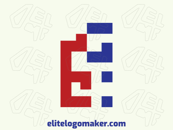 Logo available for sale in the shape of a letter "E" combined with a letter "G", with a minimalist style with blue and red colors.