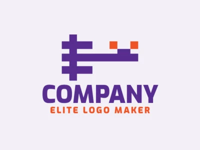 Logo with creative design, forming a letter "E" combined with a key, with minimalist style and customizable colors.