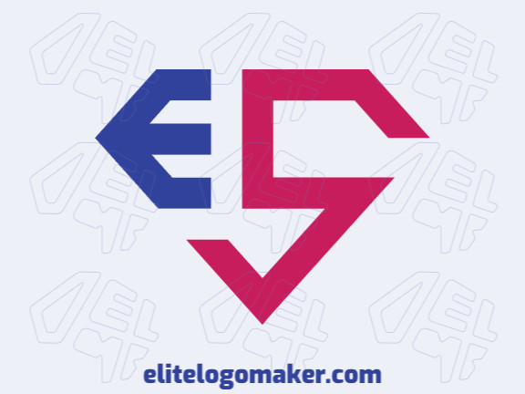 Logotipo com design criativo formando uma letra "E" combinado com uma letra "S" com estilo letra inicial e cores customizados.