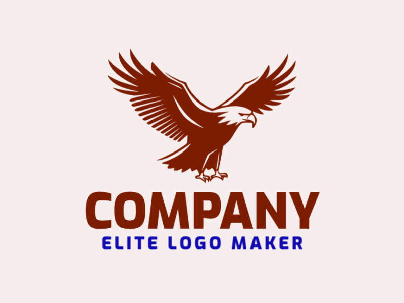 A simple logo composed of abstract shapes forms an eagle with a brown color.