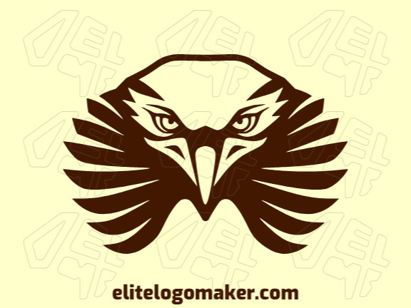 Create a logo for your company in the shape of an eagle with a symmetric style and brown color.