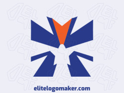Minimalist logo design consists of the combination of an eagle with a shape of a star with blue and orange colors.