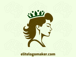 Logo template for sale in the shape of an ecological queen, the colors used were brown and dark green.