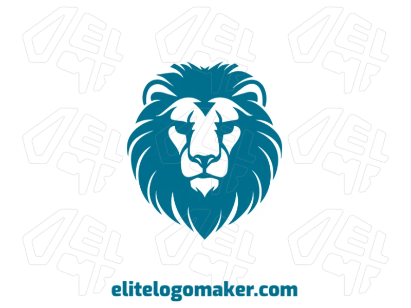 Create a customizable logo with an elegant blue lion design in a symmetric style, perfect for a unique brand identity.