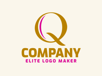 An exquisite initial letter logo featuring the elegant 'Q' in shades of pink and dark yellow.