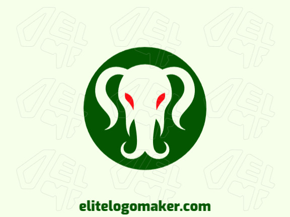 Crie um logotipo para sua empresa com a forma de um elefante combinado com um alienígena com estilo abstrato e com as cores verde e vermelho.