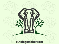 This animal-style logo features an elephant and a tree in green and grey. It's a nature-inspired representation, perfect for businesses that value sustainability and growth.