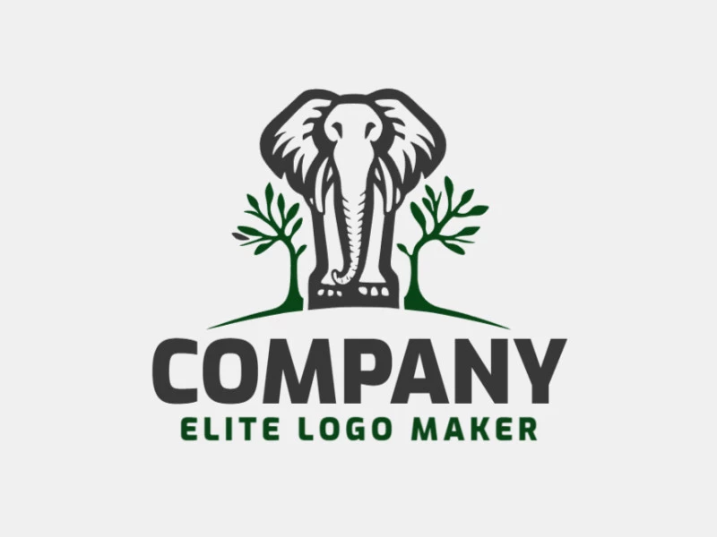 This animal-style logo features an elephant and a tree in green and grey. It's a nature-inspired representation, perfect for businesses that value sustainability and growth.