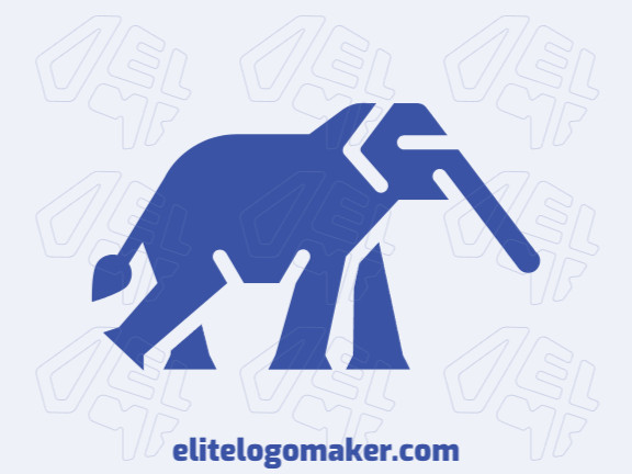 Animal logo design with the shape of an elephant composed of abstracts shapes with blue and gray colors.
