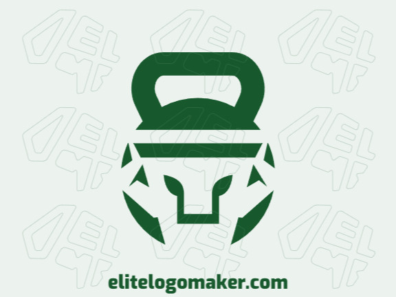 Logotipo abstrato com a forma de um elfo combinado com um kettlebell, com design criativo.