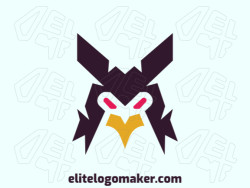 Memorable logo in the shape of an evil bird, with abstract style and customizable colors.