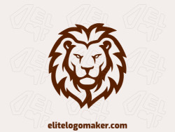 The creative logo is in the shape of an evil lion with a memorable design and abstract style, the color used is dark brown.