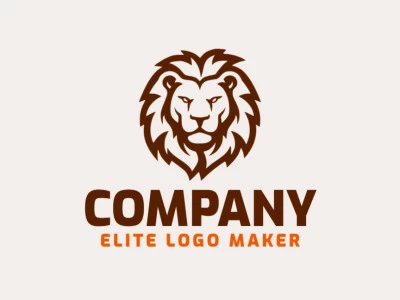 Logotipo creativo en forma de un león malvado con un diseño memorable y un estilo abstracto, el color utilizado es el marrón oscuro.