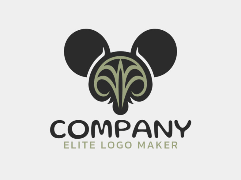 A flexible and skillfully crafted logo in the shape of an evil mouse with a touch of symmetric style, where the chosen colors were green and black.