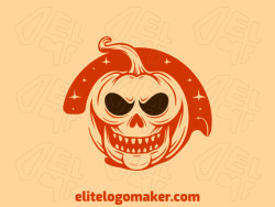 Memorable logo in the shape of an evil pumpkin with abstract style, and customizable colors.