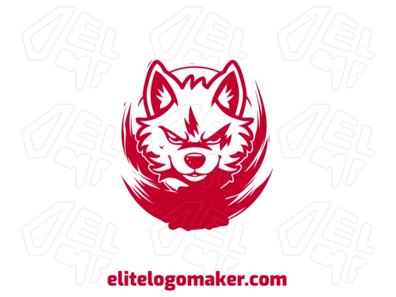 Uma excelente ilustração de um lobo vermelho com um design detalhado e artístico, tornando-o uma escolha excelente para um logotipo marcante.