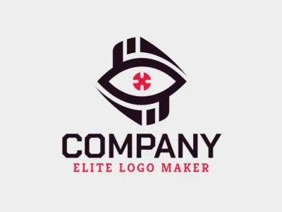 Create a logo for your company in the shape of an eye, with abstract style with red and black colors.