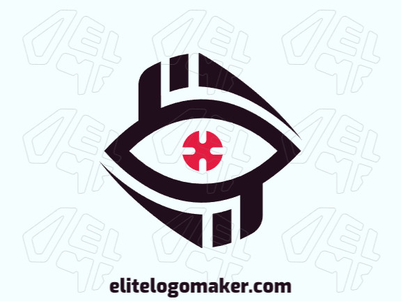 Crie um logotipo para sua empresa com a forma de um olho, com estilo abstrato e com as cores vermelho e preto.