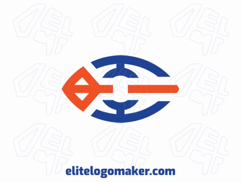 Logo available for sale in the shape of an eye combined with an arrow with minimalist design.