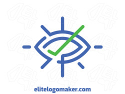 Minimalist logo with a refined design forming an eye combined with an asterisk, with blue and green colors.