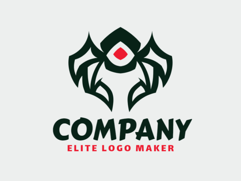 Logotipo vetorial com a forma de um olho combinado com garras, com estilo abstrato e com as cores vermelho e preto.