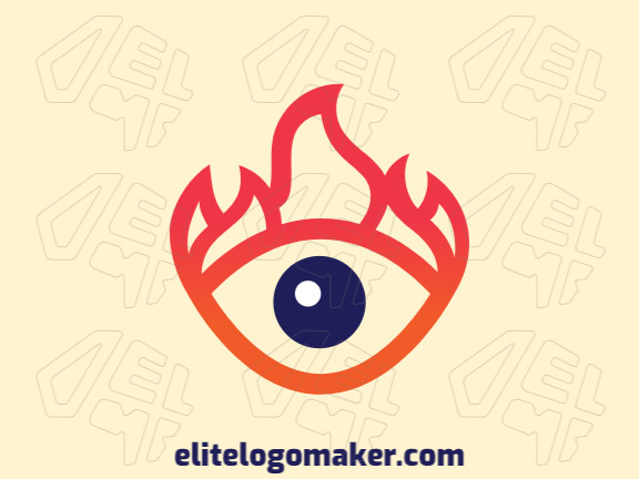 Abstract logo with a refined design, forming an eye combined with a flame, the colors used was blue and orange.