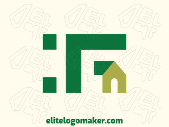 Creative logo in the shape of a letter "F" combined with a house, with a refined design and minimalist style.