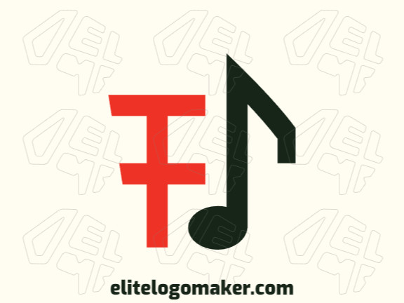 Logotipo moderno com a forma de uma letra "F" combinado com uma nota musical, com design profissional e estilo minimalista.