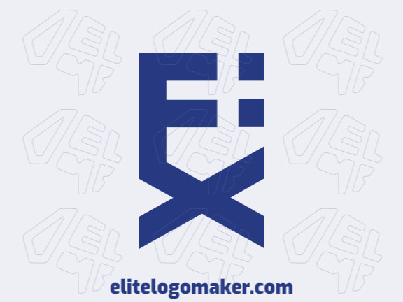 Logotipo vetorial com a forma de uma letra "F" combinado com uma letra "X", com estilo abstrato e cor azul.