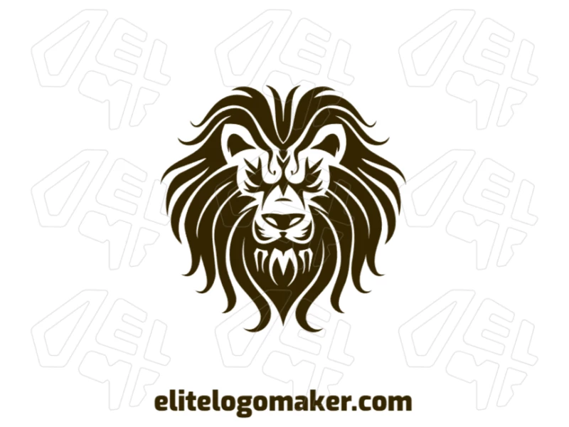 A fantastic, symmetrical illustration of a lion, designed to represent a company with a powerful, balanced logo that is both creative and 100% customizable.