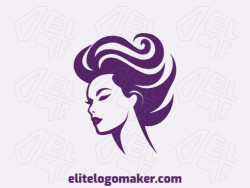 A minimalist rendition of a female face, epitomizing grace and strength in a palette of regal purple.
