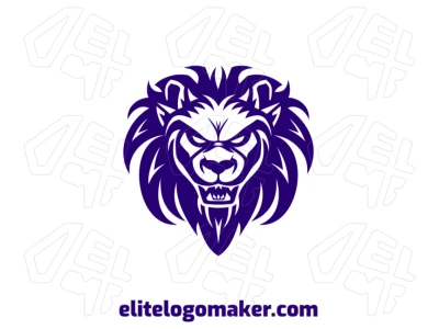 Logotipo distinguido abstracto con un león feroz en color azul, combinando fuerza y elegancia en un diseño moderno y único.