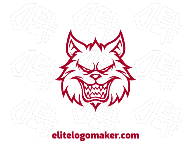 A fierce wildcat in bold red color, designed in an abstract style for an attractive and striking visual identity.