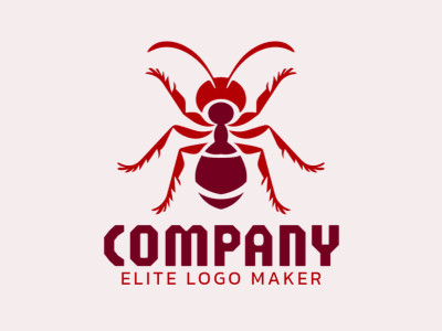 Un logotipo simétrico con hormigas de fuego, que representa unidad y fuerza, con tonos rojo oscuro.