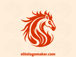 Simple logo in the shape of a fire Horse with creative design.