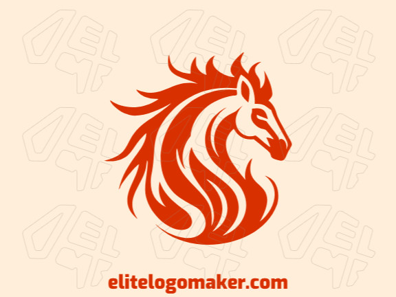 Logotipo simples com a forma de um cavalo de fogo com design criativo.