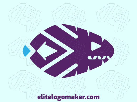Create a logo for your company in the shape of a fish, with abstract style with blue and purple colors.