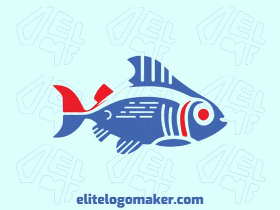 O logotipo apresenta um estilo ilustrativo com um peixe em tons de azul e laranja. Ele transmite uma sensação de brincadeira e criatividade, mantendo um design profissional e moderno.