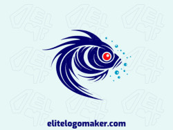 Professional logo in the shape of a fish with an abstract style, the colors used was blue and orange.