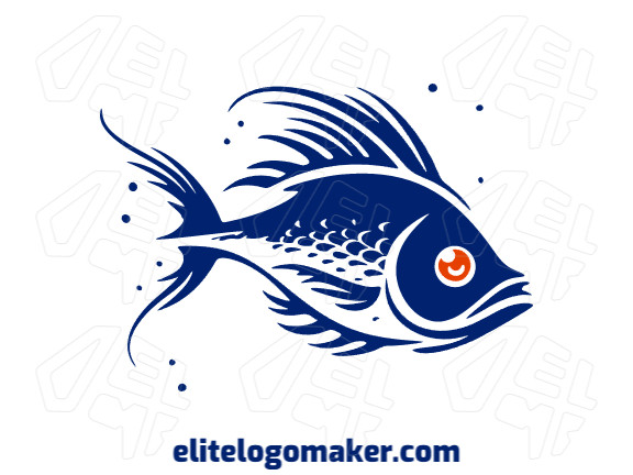 An abstract design of a fish in blue and orange, reminding of the beauty of the sea.
