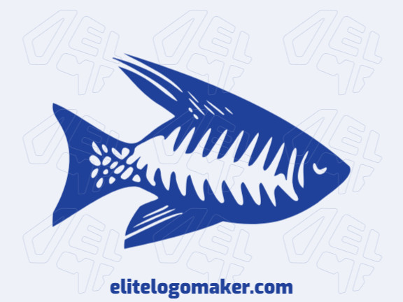 Logotipo vetorial com a forma de um peixe com design simples e cor azul.
